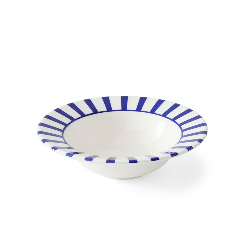 Stecatto Set of 4 Cereal Bowls, D19cm, White and Blue-2