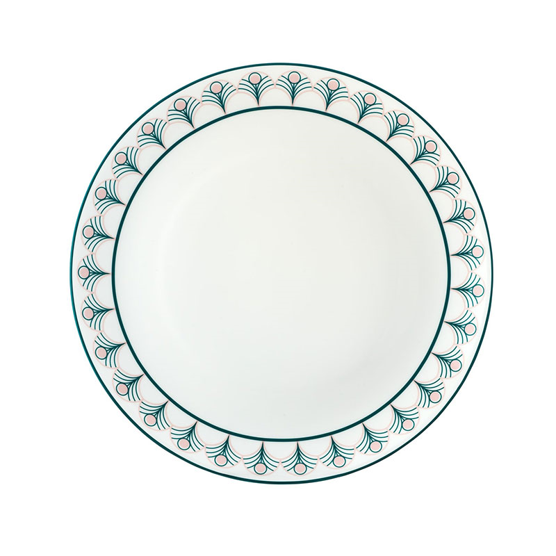 Peacock Dinner Plate, D28cm, Teal & Blush Pink-0