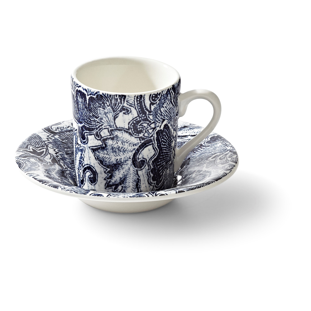 Burleigh - Faded Peony Espresso cup & saucer, Indigo-0