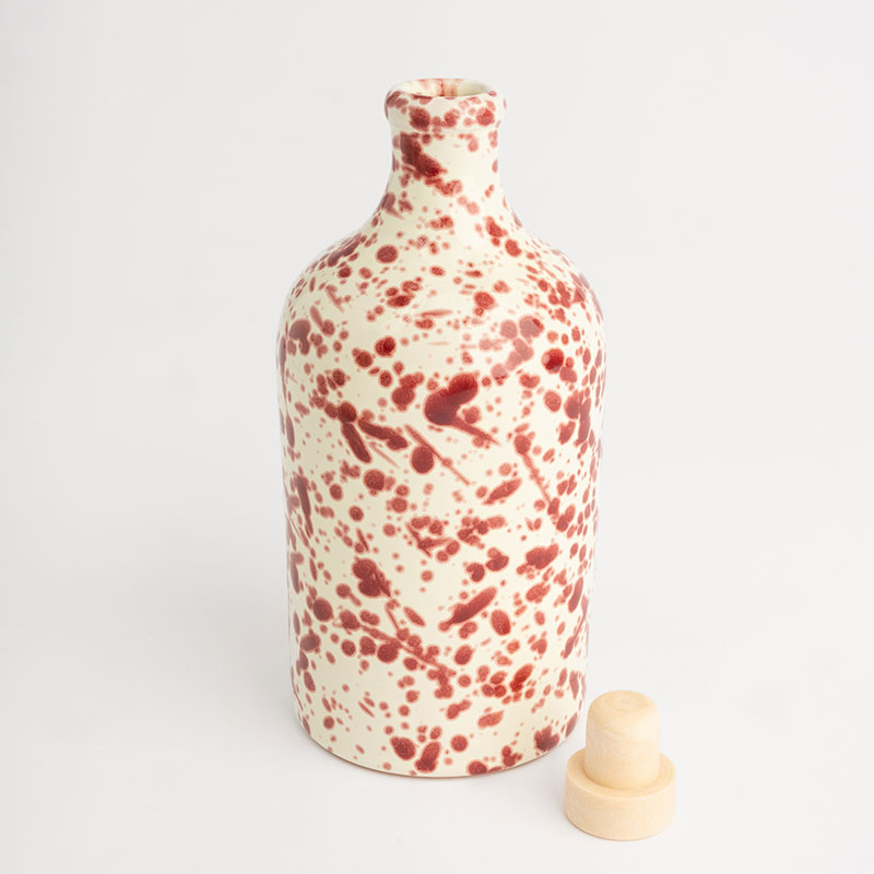 Splatter Ceramic Bottle, 750ml, Cranberry-1