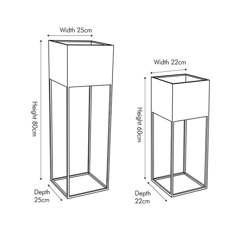 Metal Set of 2 Metal Planters, Graphite-11