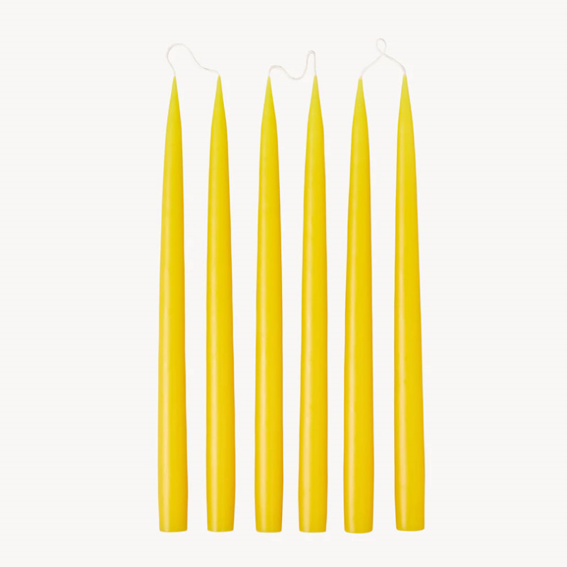 Set of 6 Tapered Dinner Candles, H35cm, Lemon-0