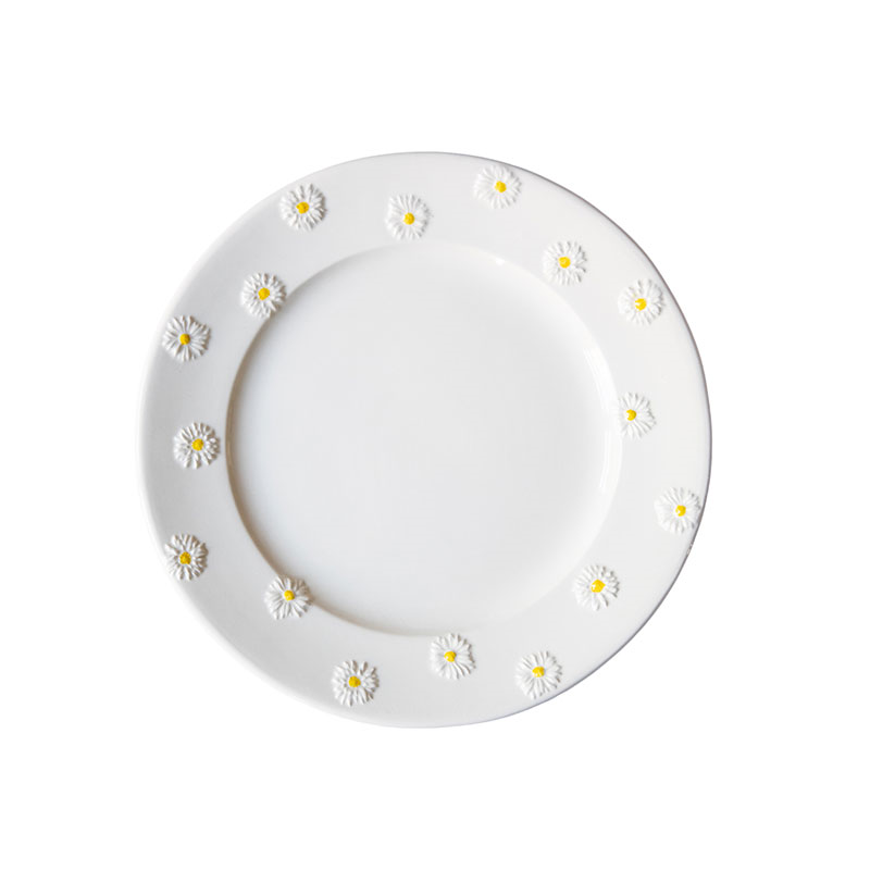 Daisy Set of 4 Dinner Plates, D28cm, White-2