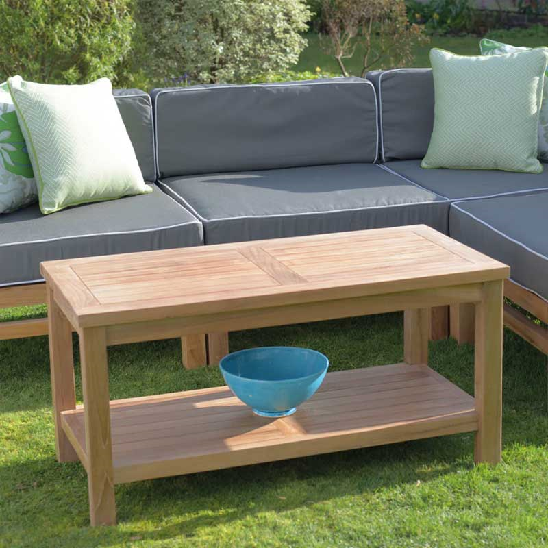 Rose Coffee Table With Shelf, L50 x W100cm, Teak-3