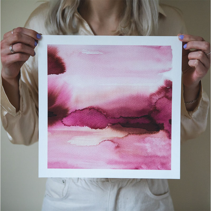 Warm Skies Square Signed Print, 30 x 30cm, Pink-3