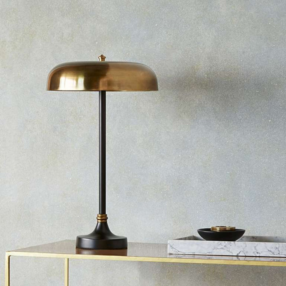 Table Lamp, Porcini, Brass Hood, 34cm-0