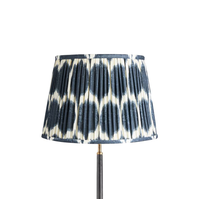 Straight Empire Linen Ikat Shade, 40cm, Navy Yoda-0