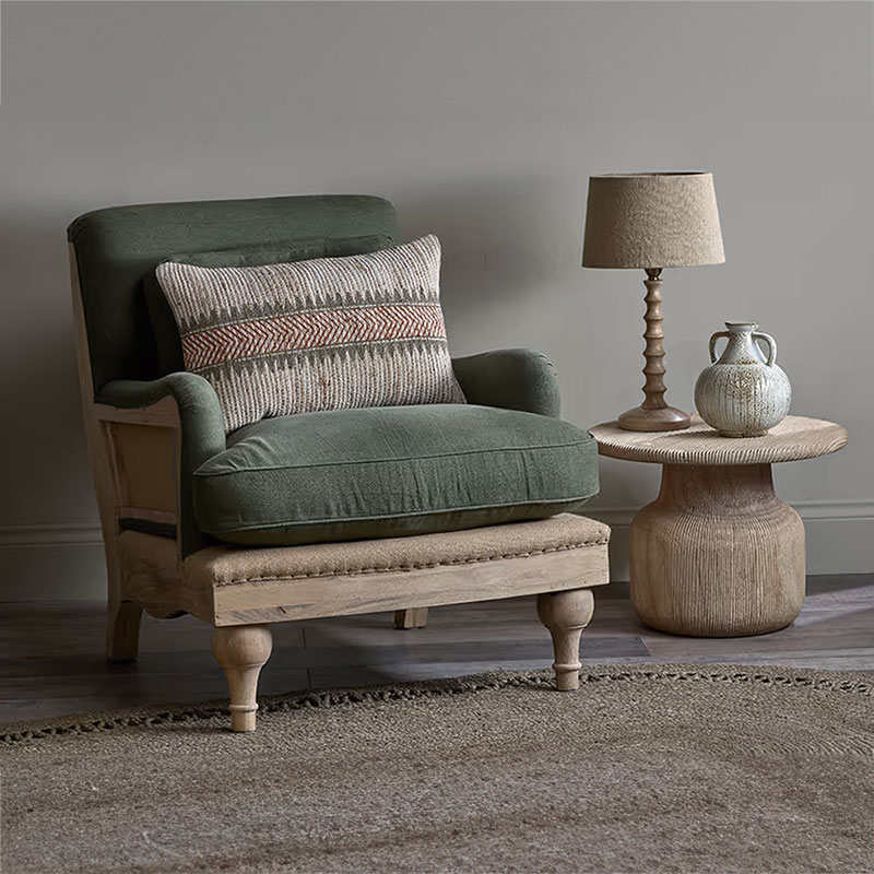 Abe Linen Armchair, Olive-5