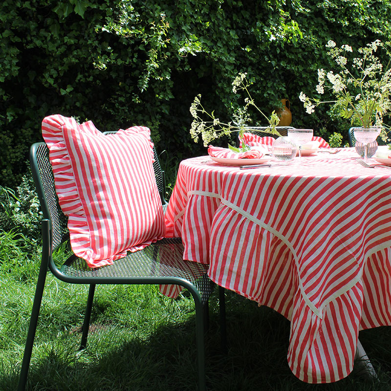 Candy Stripe Cushion Cover, 45 x 45cm, Cherry Red-0