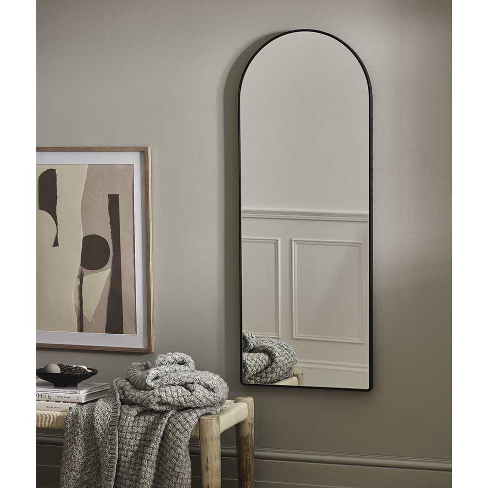 Chiltern Narrow Arch Mirror, H120 x W46 x D2.5cm, Black-0