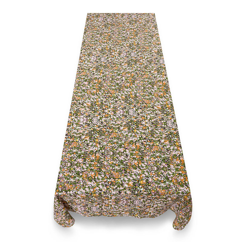 S&B Marble Tablecloth, 250cm x 165cm, Green, Rose Pink & Orange-2