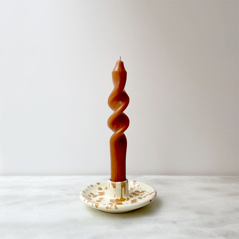 Splatter Candle Holder, Burnt Orange-1