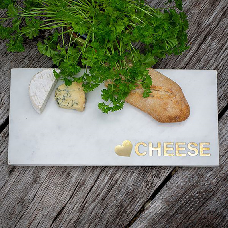 Marble Cheese Platter, L38 x W18cm, White-2