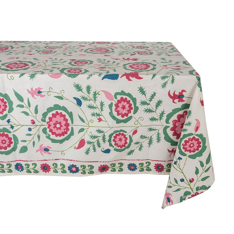 Simla Tablecloth, 170 x 250cm, Pink and Green-1