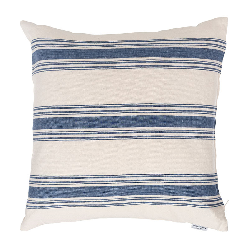 Sea Stripe Hand Made Cushion, 40 x 40 cm, Blue / White-1