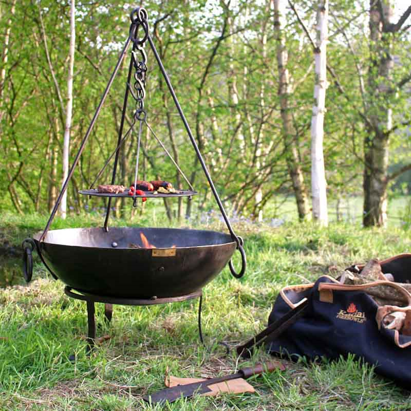 Tula Firebowl, Solid Steel, Low Stand, 70cm, Black-1