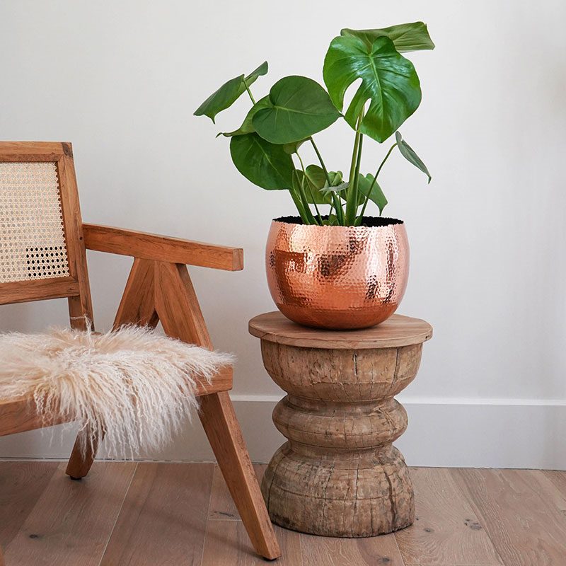 Hammered Bowl planter, H21 x W30 x D30cm, Copper-0