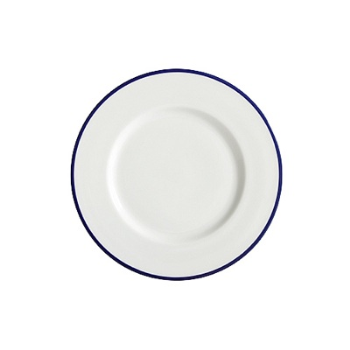 Dessert Plate, Canteen, White/Blue Rim, Set of 6-0