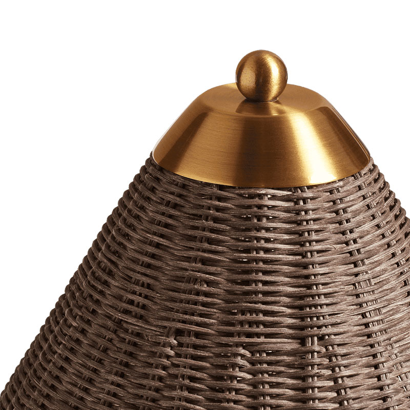 Ravindra Rattan Table Lamp with Shade, H64cm, Espresso-3