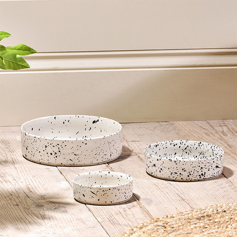 Ama Ceramic Pet Bowl, D15cm, Splatter-3