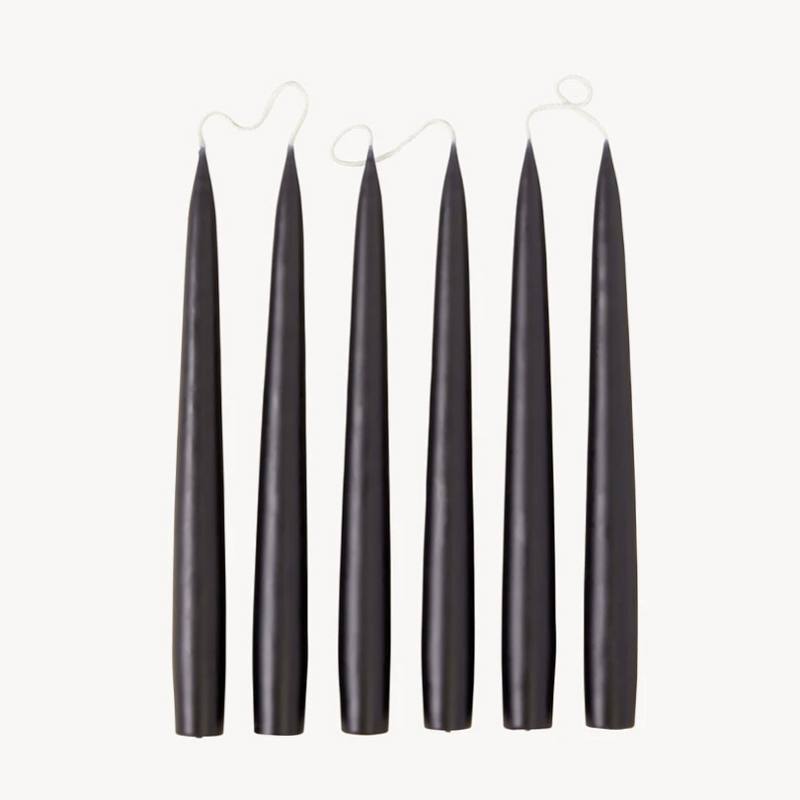 Set of 6 Tapered Dinner Candles, H25cm, Black-0