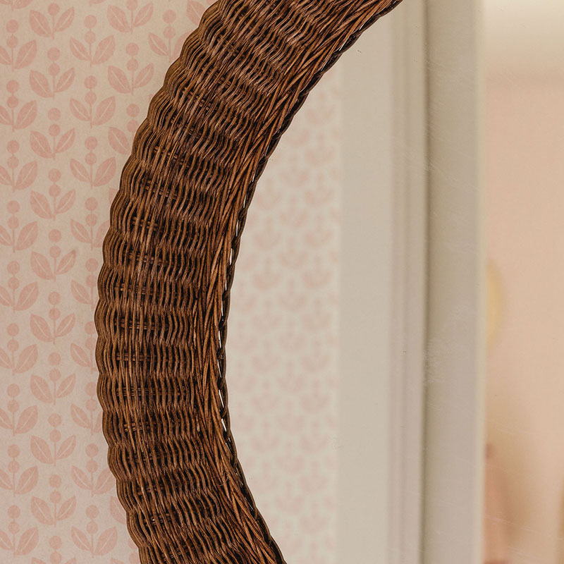 Polly Round Rattan Mirror, Teak-3