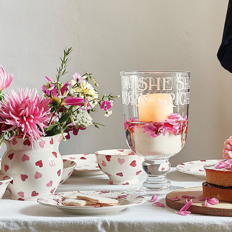 Pink Hearts French Bowl, D13.5cm, Cream-1