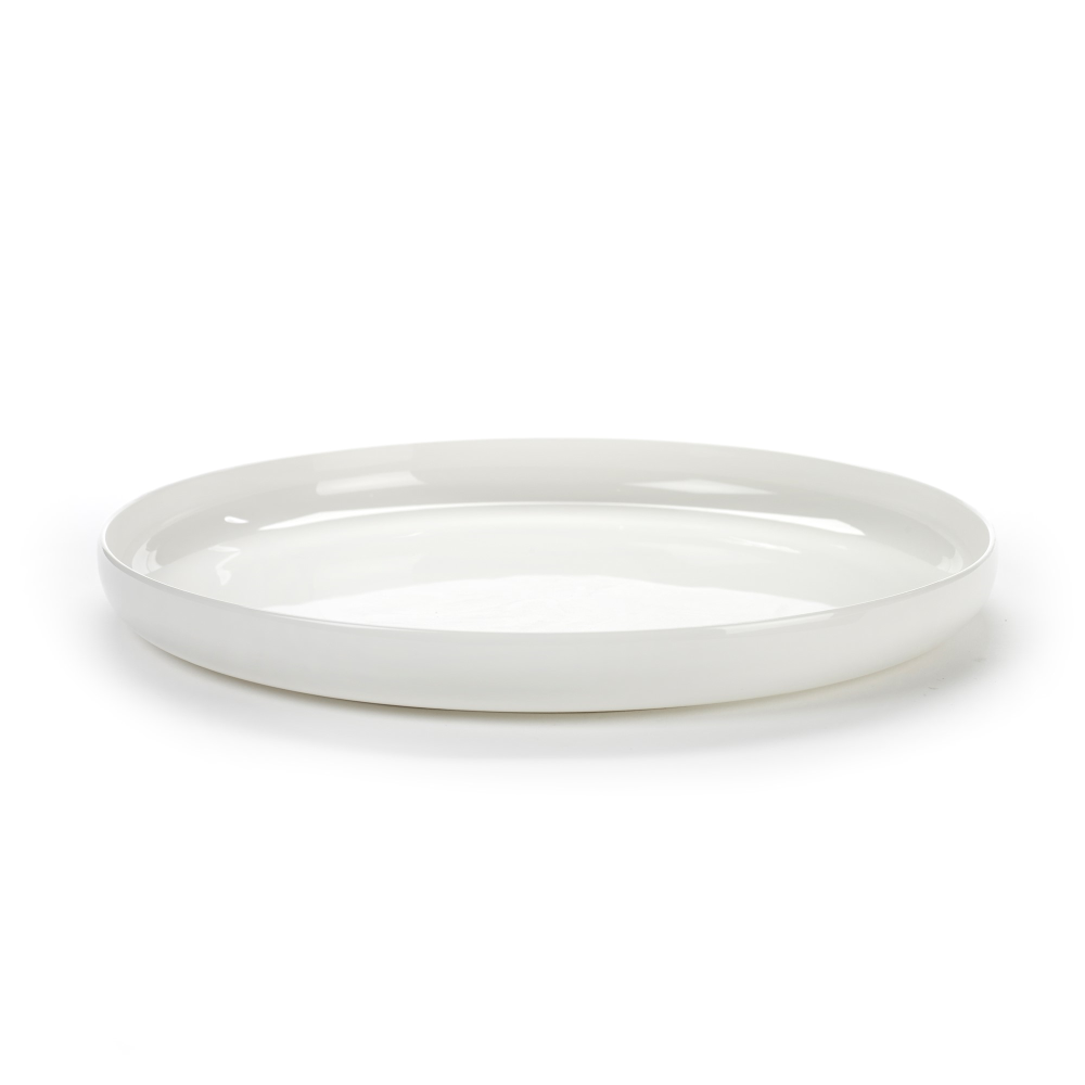 Base Set of 2 glazed high plates, H3 x D28cm, White-1