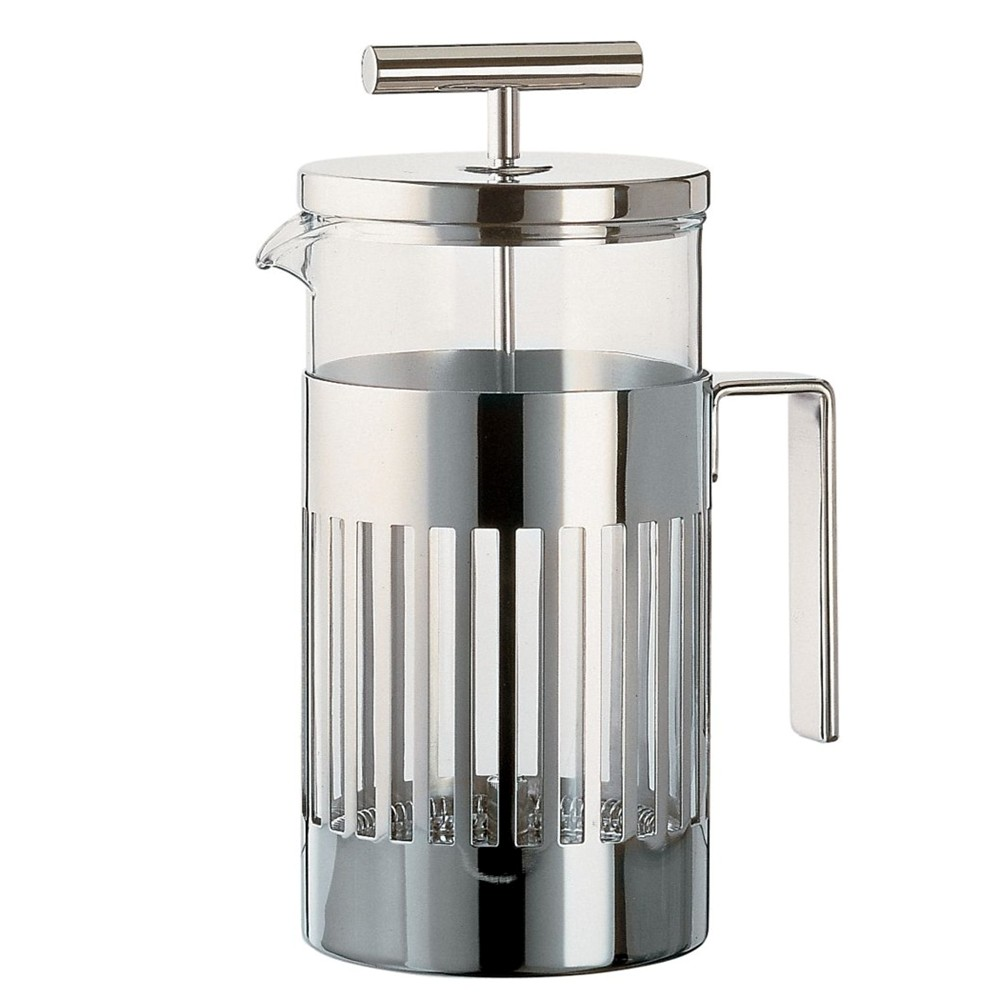 Aldo Rossi Press-filter coffee maker, 8 cup, stainless steel and glass-0