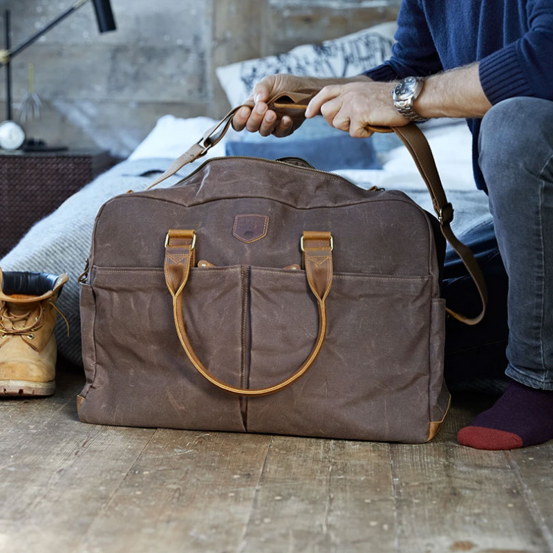 Waxed Canvas Weekend Bag, Tobacco Brown-0