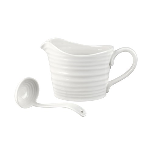 Sauce jug & mini ladle, white-0