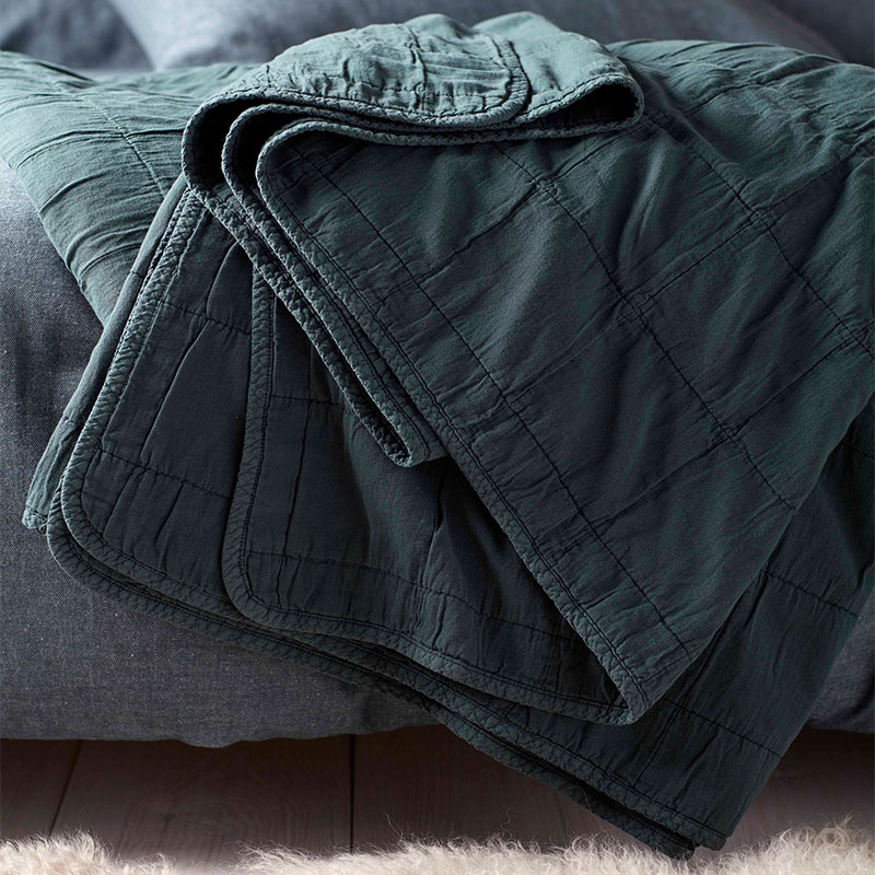 Finn Cotton Quilted Throw, 230 x 260cm, Darkest Spruce-0