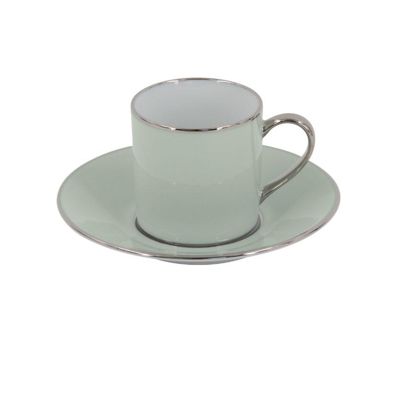 Sous Le Soleil Empire Coffee Cup & Saucer, 90ml, Matt Gold Classic Celadon-0