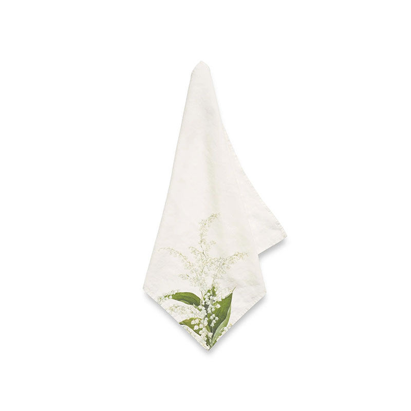 Lilly of the Valley 'Muguet' Linen Napkin, 50 x 50cm, White-2