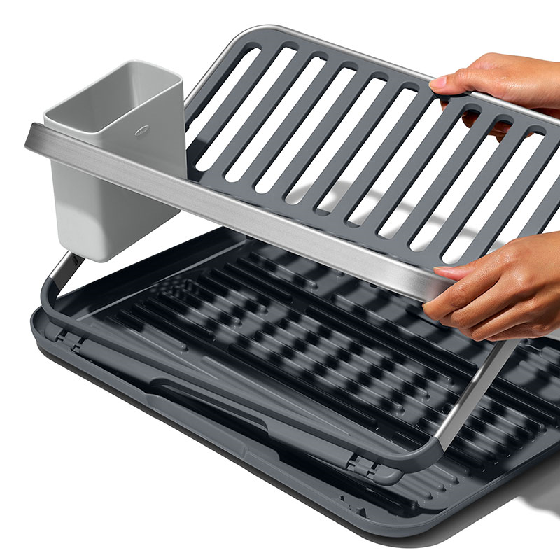 Aluminium Fold Flat Dish Rack, Grey-4