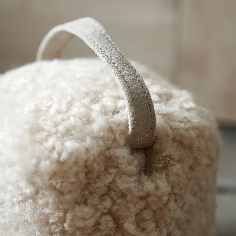 Curly Sheepskin Door Stop, H15cm x W14cm x L14cm, Oatmeal-2