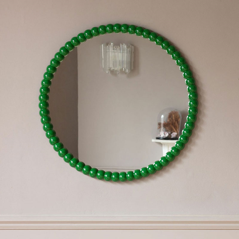 Freya Round Mirror, D70cm, Green-0