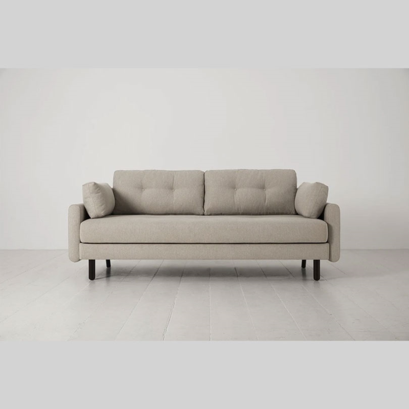 Model 04 3 Seater Linen Sofa Bed, Pumice-2