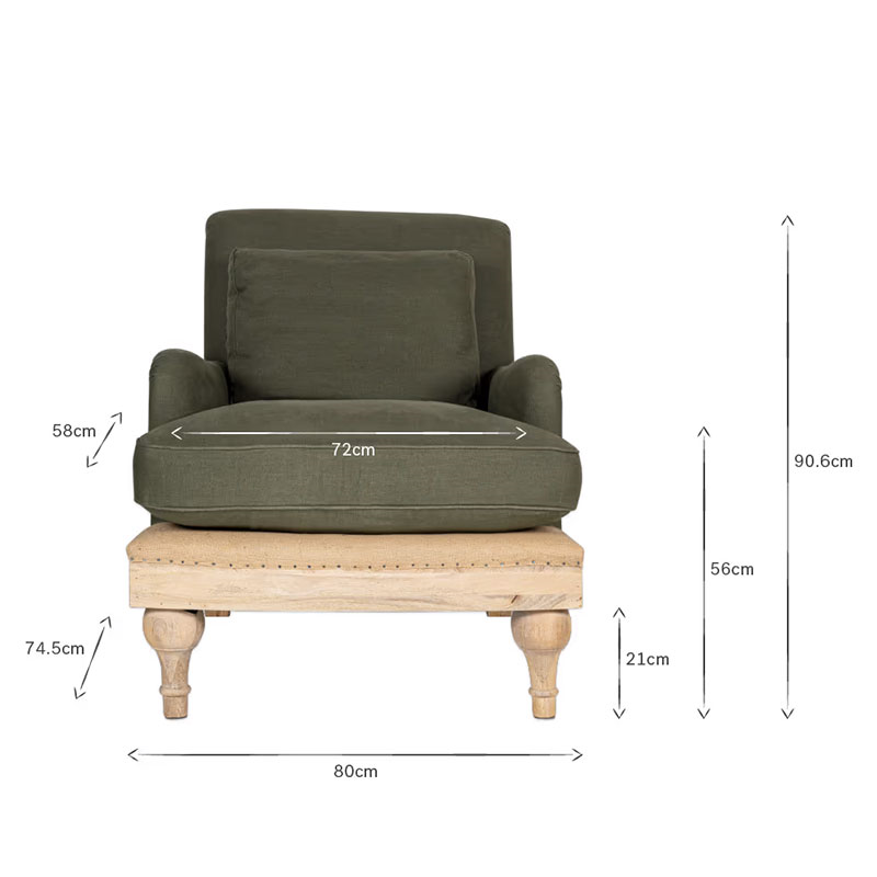 Abe Linen Armchair, Olive-10