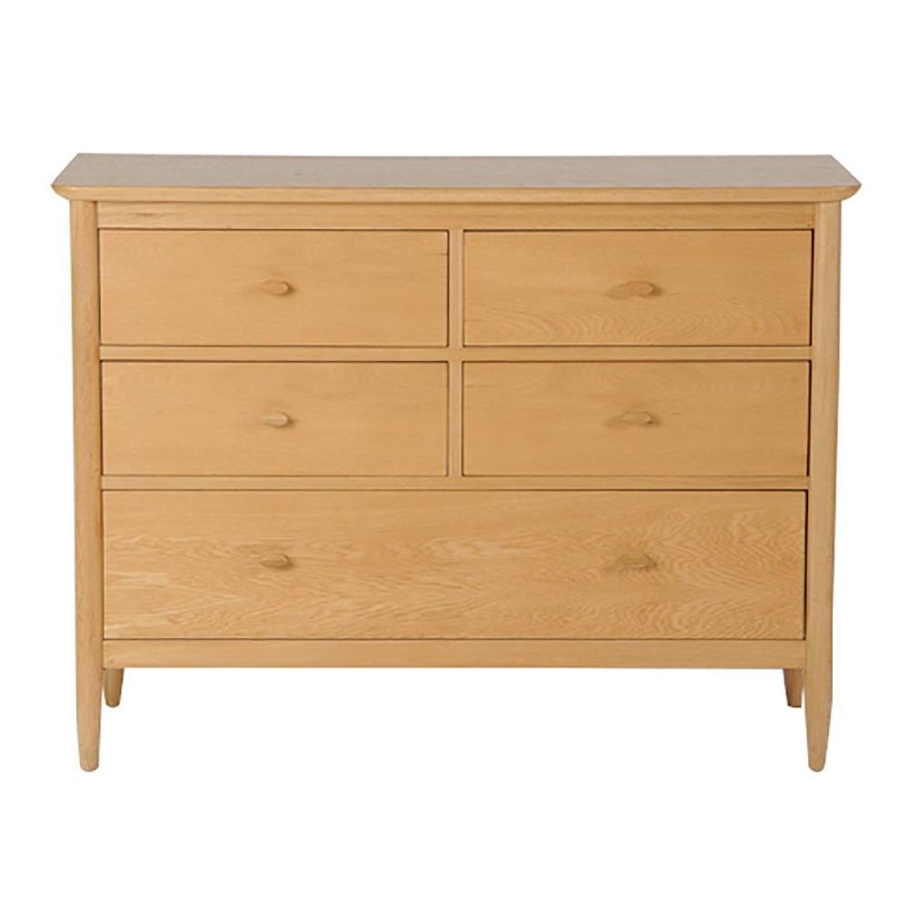 Teramo 5 drawer wide chest, H84 x W113 x D47cm, Natural-0