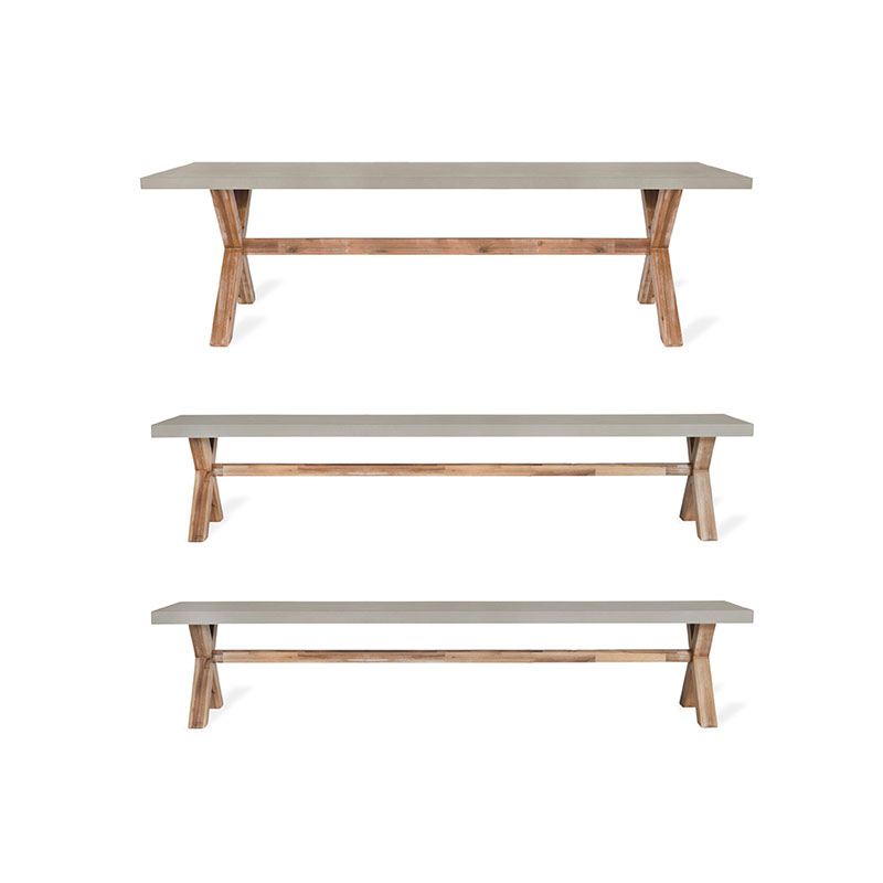 Burford Table & Bench Set, Grey & Natural-2