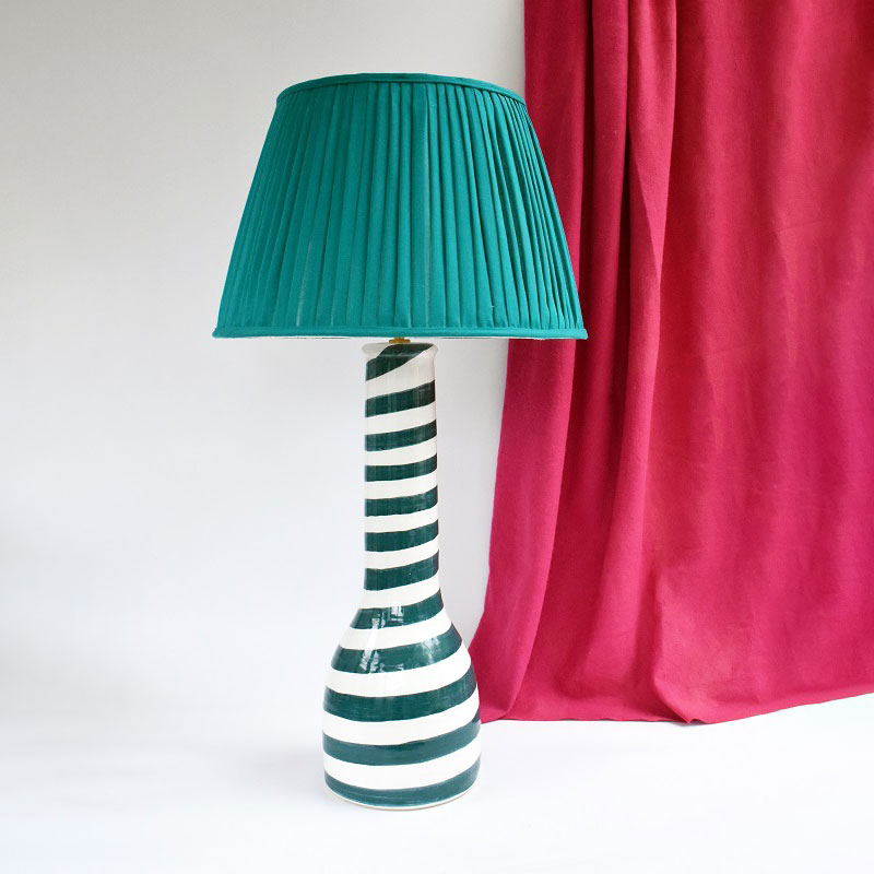 Côte d’Azur Collection Soho Hand Thrown & Glazed Table Lamp Base Only, Teal Green/White-1