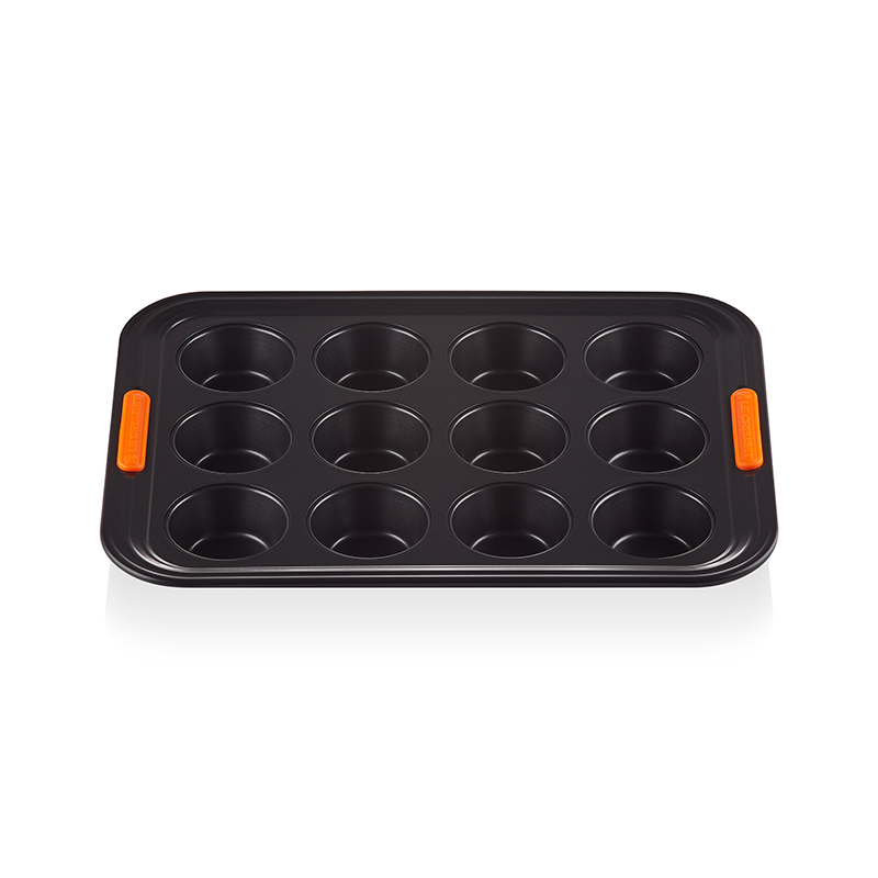 Bakeware 12 cup muffin tray, 40 x 30cm, Black-0