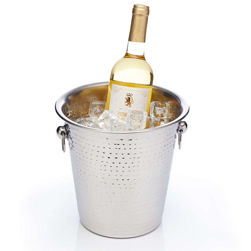 Luxury Wine/Champagne Cooler Bucket, Hammered Metal-2