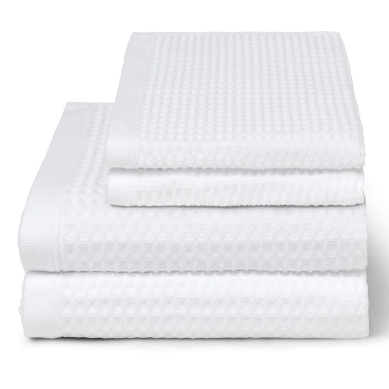 Waffle Bath Towel, H70 x W140cm, White-0