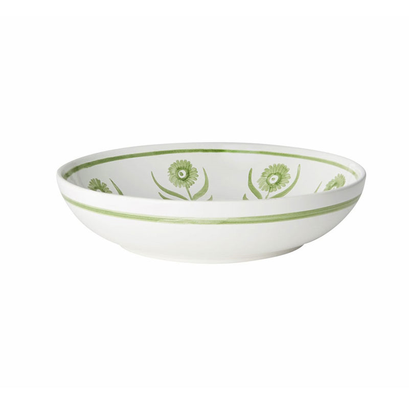 Summer Flower Shallow Bowl, Green-2