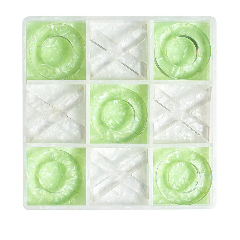 Marble Tic Tac Toe, L25.5 x W25.5cm, Green & White-2