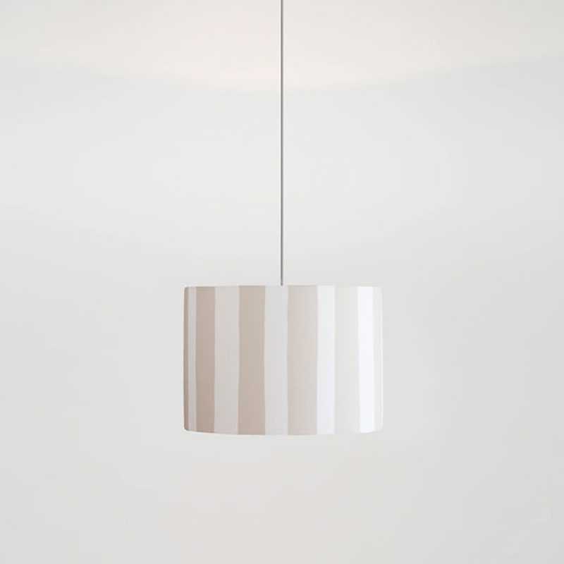 Stripe Drum Shade, 35cm, Sand & White-1