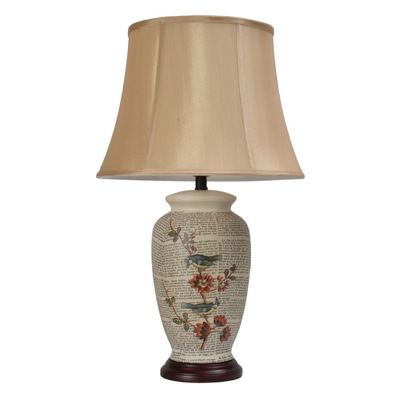 Bluetits and Quince Blossom Table Lamp, H66cm, Cream-1