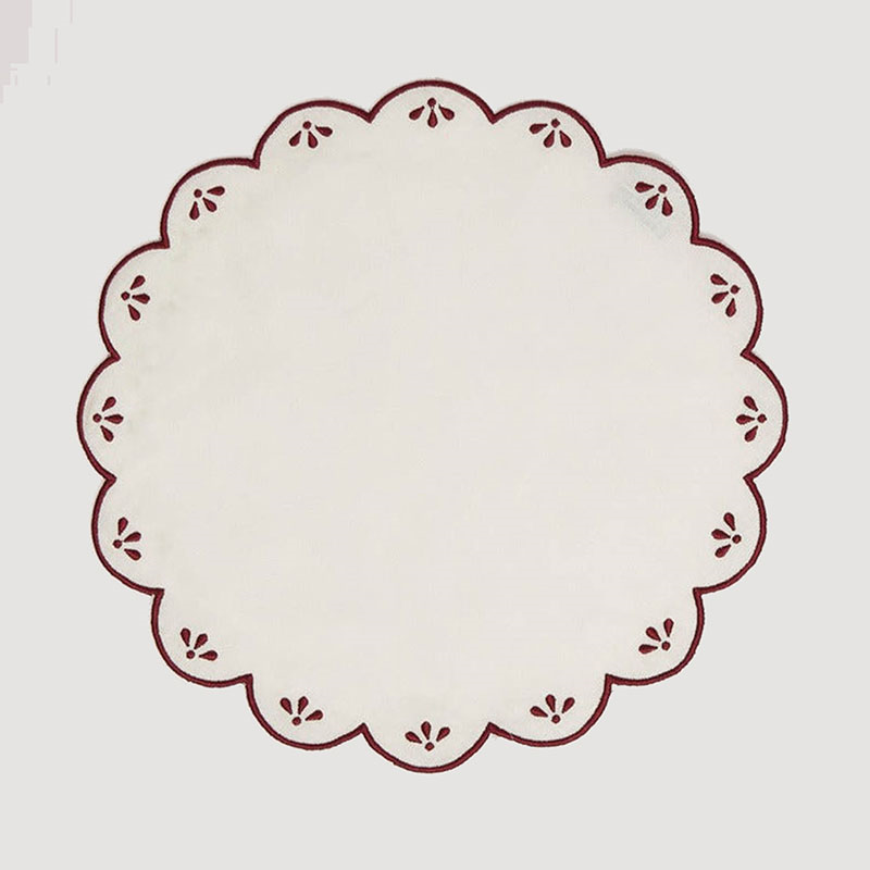 Poppy Set of 4 Placemats, D40cm, Burgandy-0